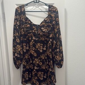 Lulus black and gold floral dress - Size small.  Brand new with tags